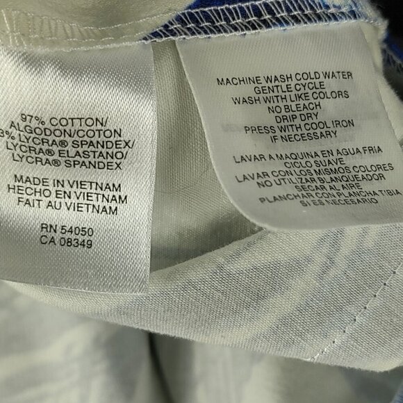 Jones New York Blue Palm Leaf Empire Waist Sweetheart Neck Shift Dress Size 10 - Picture 12 of 12